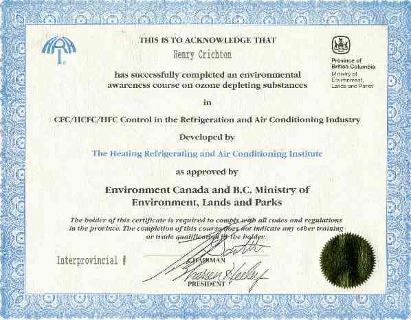 Air Conditioning Certification